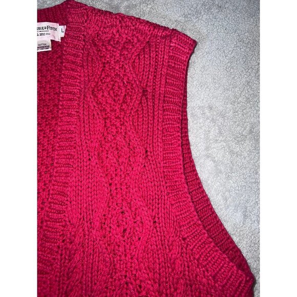 Vintage Y2K ABERCROMBIE & FITCH Red Cable Knit Button Sweater Vest Sz L - Picture 2 of 6